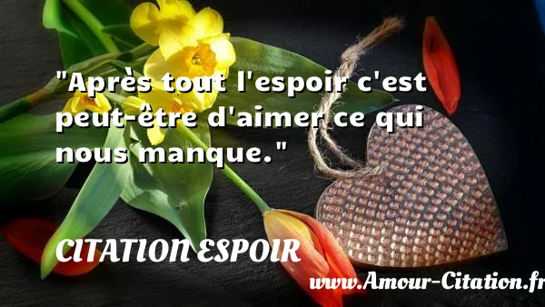 Après tout l espoir c est peut-être d aimer ce qui nous manque.  CITATION ESPOIR