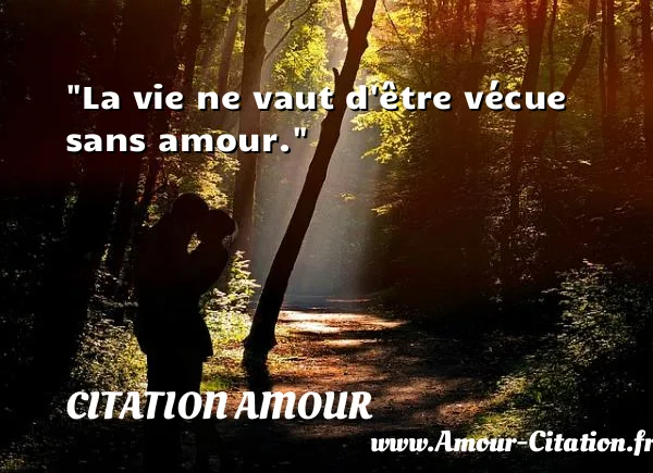 La vie ne vaut d être vécue sans amour.  CITATION AMOUR