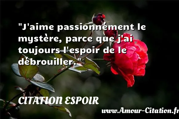 J aime passionnément le mystère, parce que j ai toujours l espoir de le débrouiller.  CITATION ESPOIR