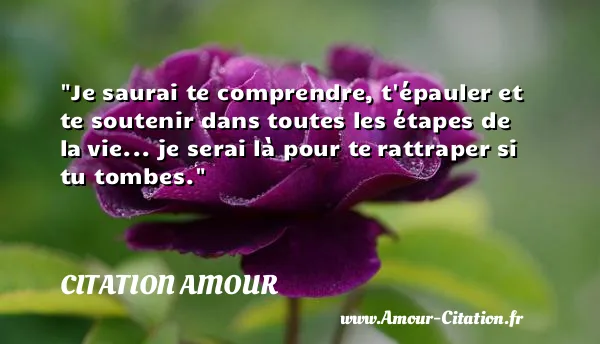 Je saurai te comprendre, t épauler et te soutenir dans toutes les étapes de la vie... je serai là pour te rattraper si tu tombes.  CITATION AMOUR