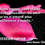  Sans retour, sans espoir j étais ensevelie: Un bien qu on n attend plus facilement s oublie.  CITATION ESPOIR