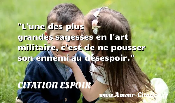 L une des plus grandes sagesses en l art militaire, c est de ne pousser son ennemi au désespoir.  CITATION ESPOIR