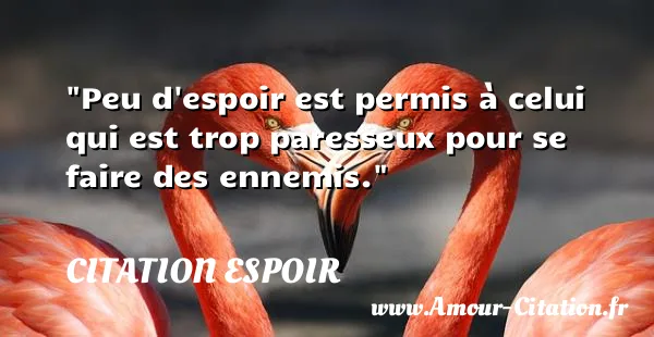 Peu d espoir est permis à celui qui est trop paresseux pour se faire des ennemis.  CITATION ESPOIR