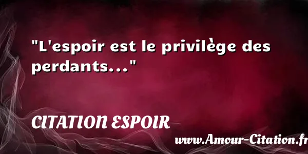 L espoir est le privilège des perdants...  CITATION ESPOIR