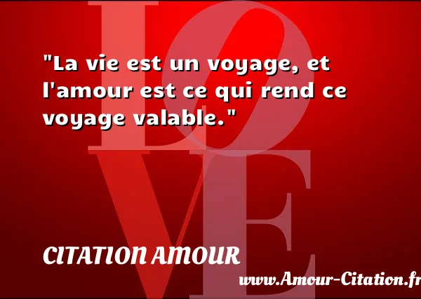 La vie est un voyage, et l amour est ce qui rend ce voyage valable.  CITATION AMOUR