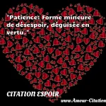  Patience: Forme mineure de désespoir, déguisée en vertu.  CITATION ESPOIR