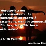  Le désespoir a des degrés remontants. De l accablement on monte à l abattement, de l abattement à l affliction, de l affliction à la mélancolie.  CITATION ESPOIR