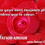  Les yeux sont toujours plus tendres que le coeur.  CITATION AMOUR