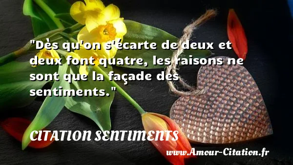 Dès qu on s écarte de deux et deux font quatre, les raisons ne sont que la façade des sentiments.  CITATION SENTIMENTS