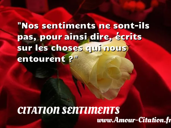 Nos sentiments ne sont-ils pas, pour ainsi dire, écrits sur les choses qui nous entourent ?  CITATION SENTIMENTS