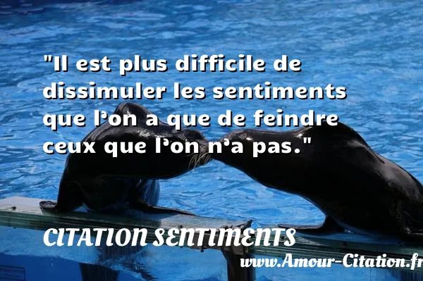 Il est plus difficile de dissimuler les sentiments que l’on a que de feindre ceux que l’on n’a pas.  CITATION SENTIMENTS