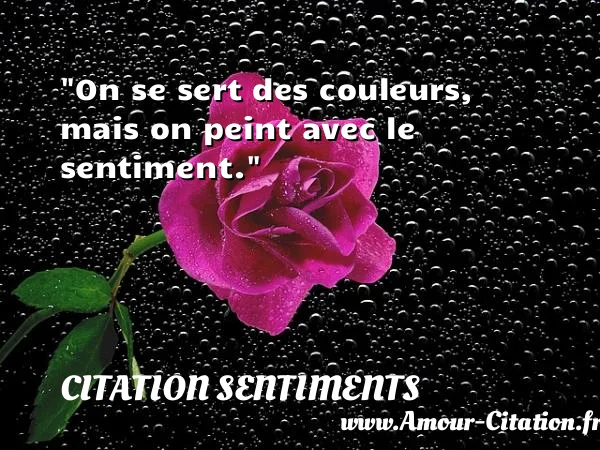 On se sert des couleurs, mais on peint avec le sentiment.  CITATION SENTIMENTS