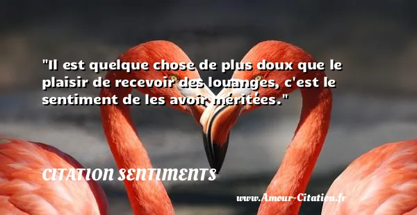 Il est quelque chose de plus doux que le plaisir de recevoir des louanges, c est le sentiment de les avoir méritées.  CITATION SENTIMENTS