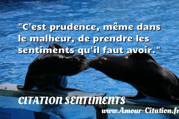 C est prudence, même dans le malheur, de prendre les sentiments qu il faut avoir.  CITATION SENTIMENTS