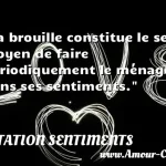  La brouille constitue le seul moyen de faire périodiquement le ménage dans ses sentiments.  CITATION SENTIMENTS