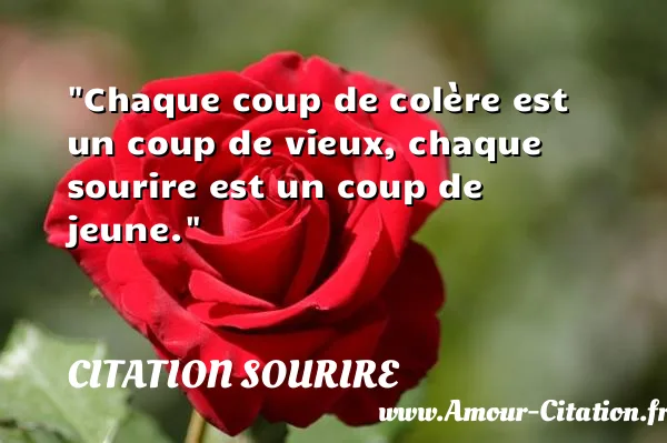 Chaque coup de colère est un coup de vieux, chaque sourire est un coup de jeune.  CITATION SOURIRE