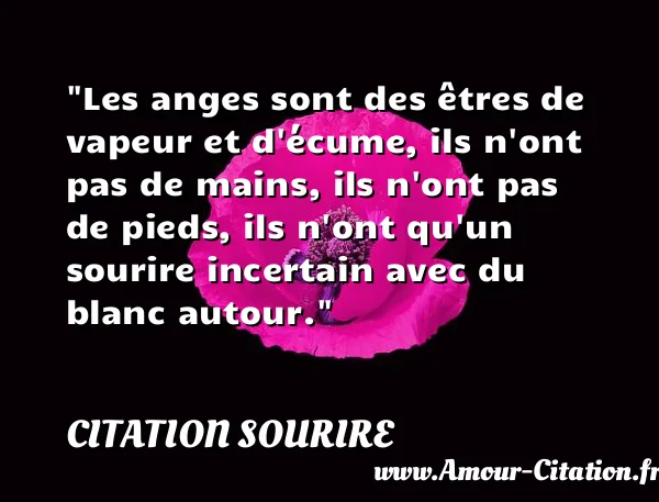 Les anges sont des êtres de vapeur et d écume, ils n ont pas de mains, ils n ont pas de pieds, ils n ont qu un sourire incertain avec du blanc autour.  CITATION SOURIRE