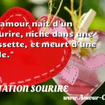  L amour nait d un sourire, niche dans une fossette, et meurt d une ride.  CITATION SOURIRE