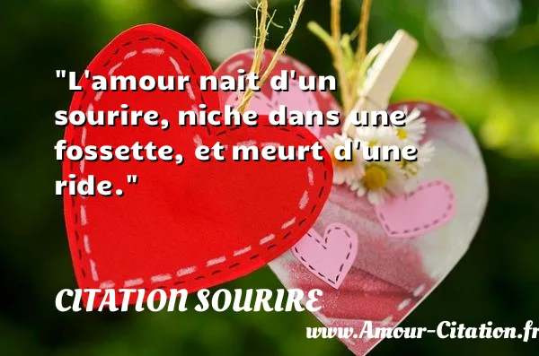 L amour nait d un sourire, niche dans une fossette, et meurt d une ride.  CITATION SOURIRE
