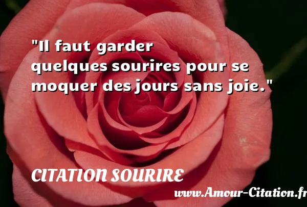 Il faut garder quelques sourires pour se moquer des jours sans joie.  CITATION SOURIRE
