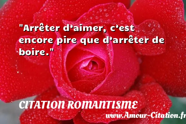 Arrêter d’aimer, c’est encore pire que d’arrêter de boire.  CITATION ROMANTISME
