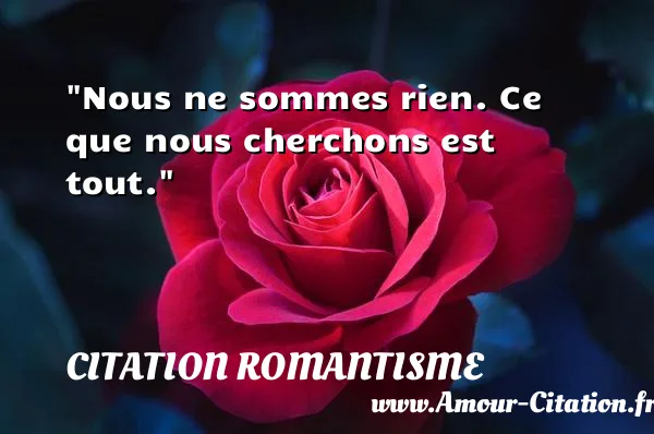 Nous ne sommes rien. Ce que nous cherchons est tout.  CITATION ROMANTISME