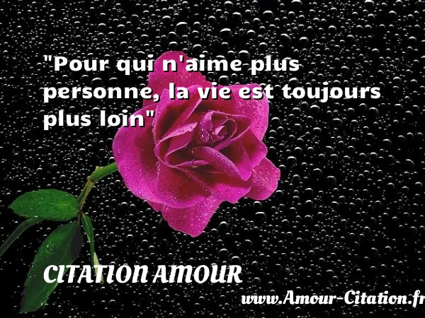 Pour qui n aime plus personne, la vie est toujours plus loin  CITATION AMOUR