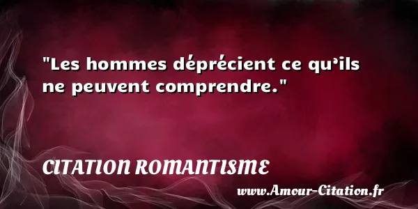 Les hommes déprécient ce qu’ils ne peuvent comprendre. CITATION ROMANTISME