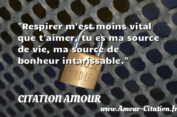 Respirer m est moins vital que t aimer, tu es ma source de vie, ma source de bonheur intarissable.  CITATION AMOUR