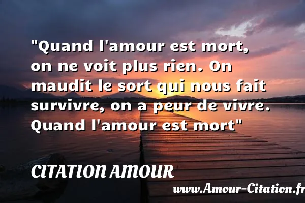 Quand l amour est mort, on ne voit plus rien. On maudit le sort qui nous fait survivre, on a peur de vivre. Quand l amour est mort  CITATION AMOUR