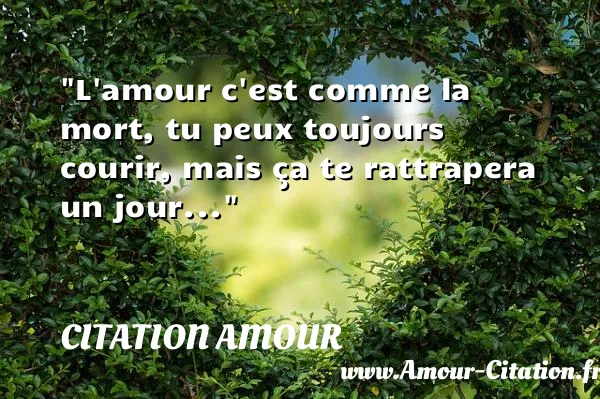 L amour c est comme la mort, tu peux toujours courir, mais ça te rattrapera un jour...  CITATION AMOUR