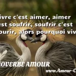  Vivre c est aimer, aimer c est soufrir, soufrir c est mourir, alors pourquoi vivre ?  PROVERBE AMOUR