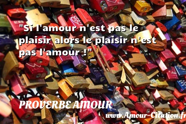 Si l amour n est pas le plaisir alors le plaisir n est pas l amour !  PROVERBE AMOUR