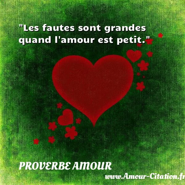 Les fautes sont grandes quand l amour est petit.  PROVERBE AMOUR