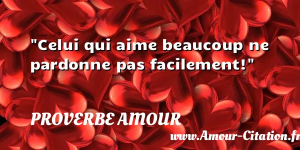 Celui qui aime beaucoup ne pardonne pas facilement!  PROVERBE AMOUR