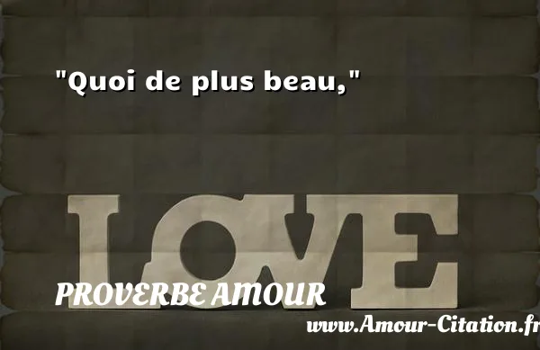 Quoi de plus beau,  PROVERBE AMOUR